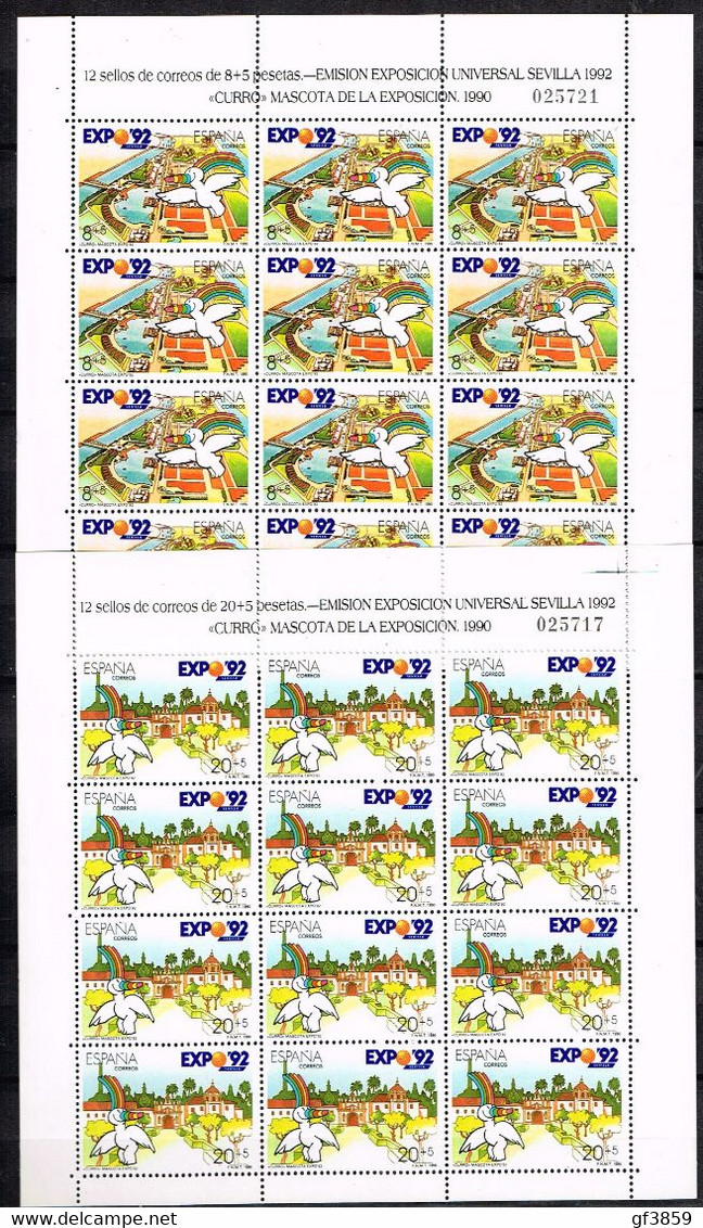 ESPAGNE / Neufs** / MNH** / 1990 - Feuilles Complètes En Série / Expo Séville - Feuilles Complètes