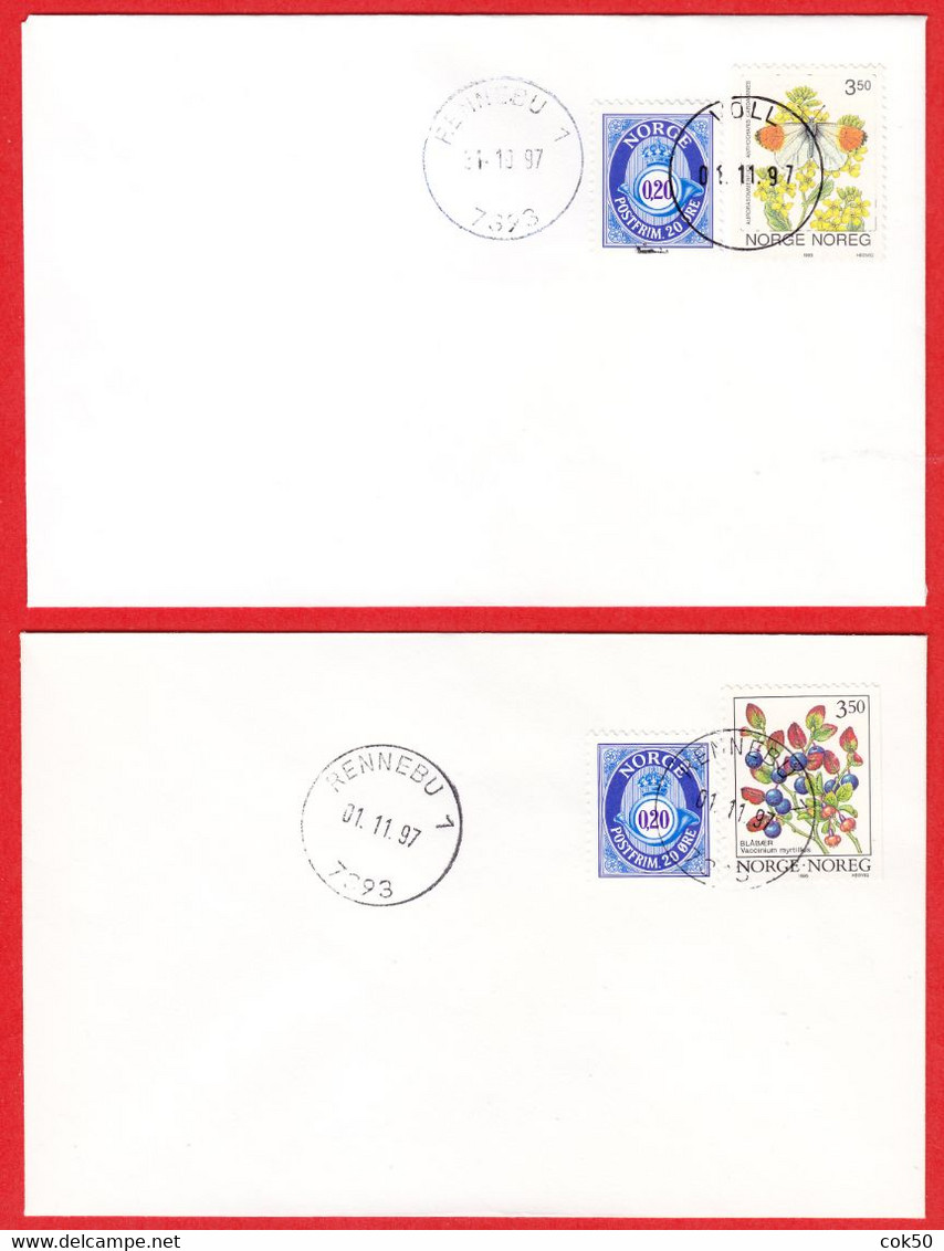 NORWAY -  7393 RENNEBU 1/VOLL +  RENNEBU 1 (Trøndelag County) - Last Day/postoffice Closed On 1997.10.31 + 11.01 Resp. - Local Post Stamps