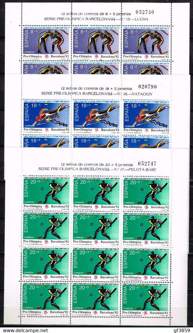 ESPAGNE / Neufs** / MNH** / 1990 - Feuilles Complètes En Série / Pré-olympique Barcelone 92 - Full Sheets