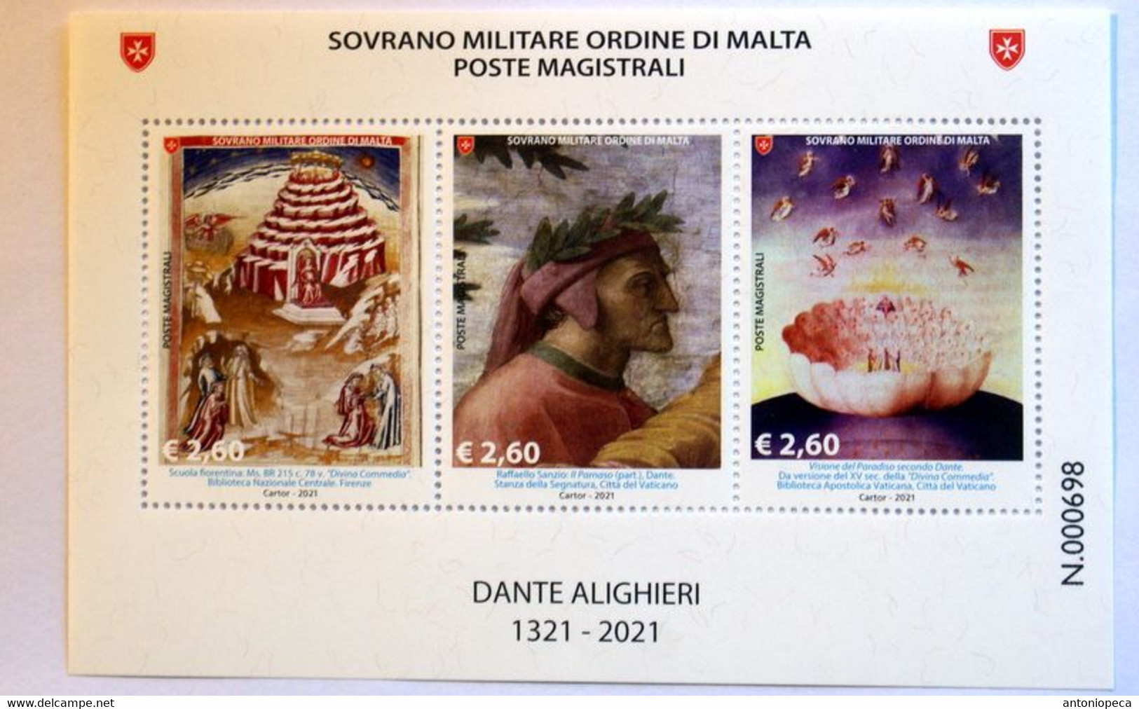 SMOM 2021, CENTENARIO DANTE ALIGHIERI, SHEET MNH** - Malta (Orde Van)