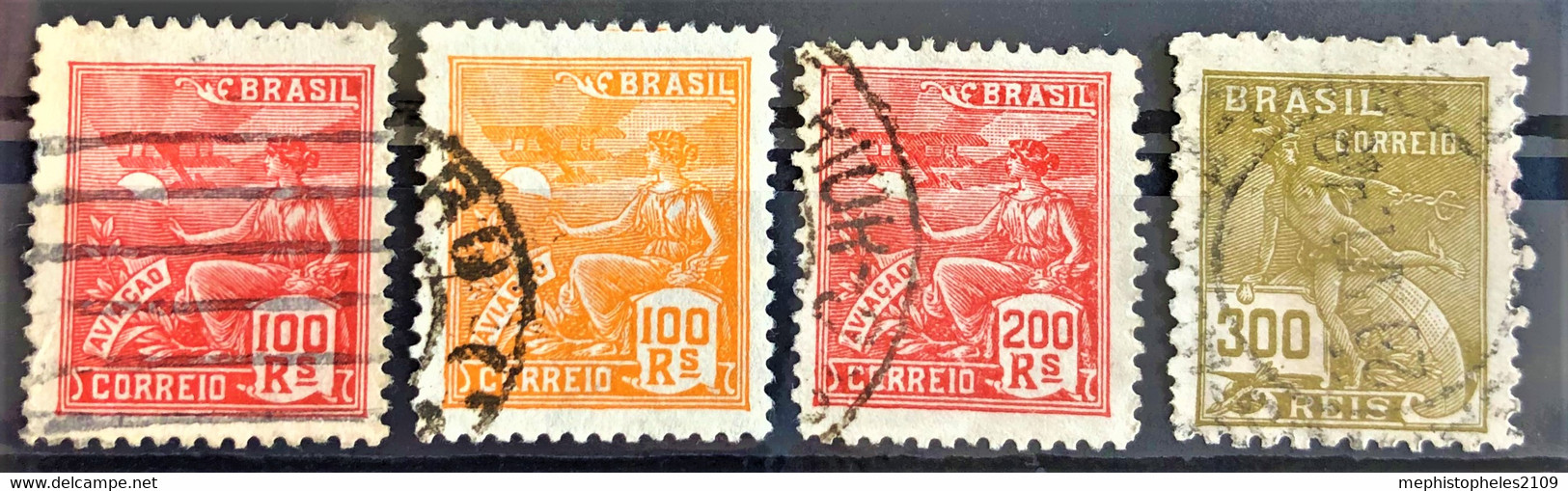 BRASIL 1920/22 - Canceled - Sc# 223, 224, 227, 228 - Used Stamps