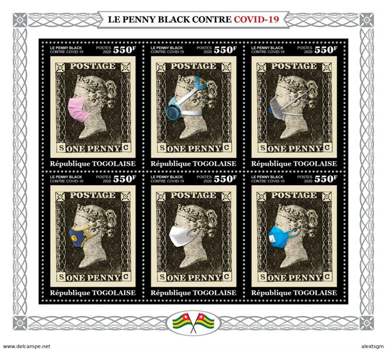 TOGO 2020 - Penny Black COVID-19. Joint Issue - YT 8407-12, CV=19 € - Joint Issues