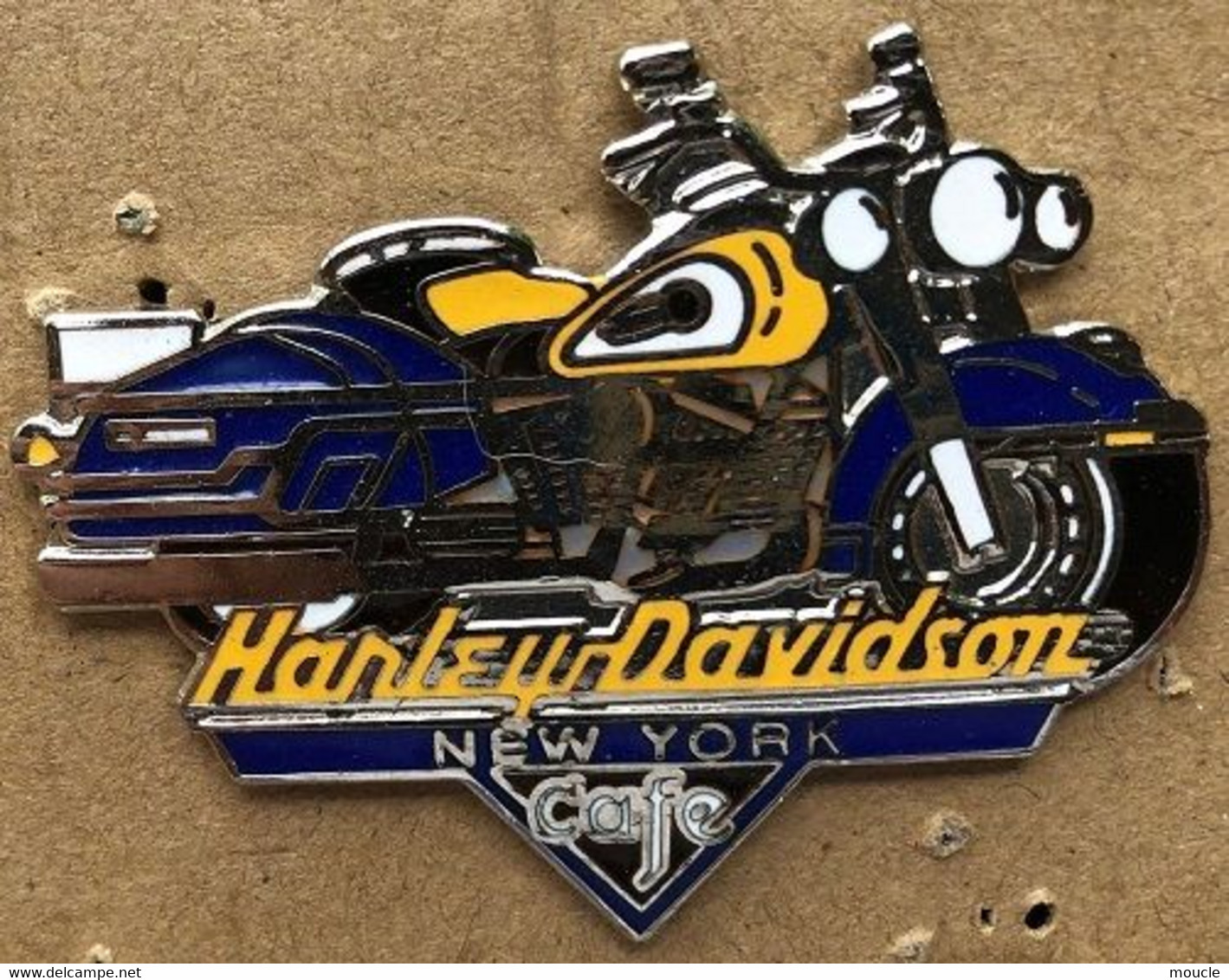 MOTO - HARLEY DAVIDSON - JAUNE ET BLEUE - NEW-YORK CAFE - EGF - 5cm / 4cm - YELLOW AND BLAU - HD  -   (JAUNE) - Motorfietsen