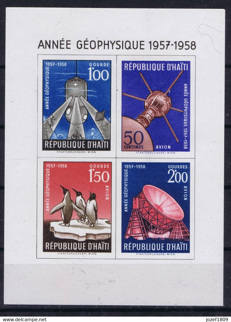 Haiti Space 1958 International Geophysical Year. Sheetlet Of 4 Stamps. IMPERF - Haïti