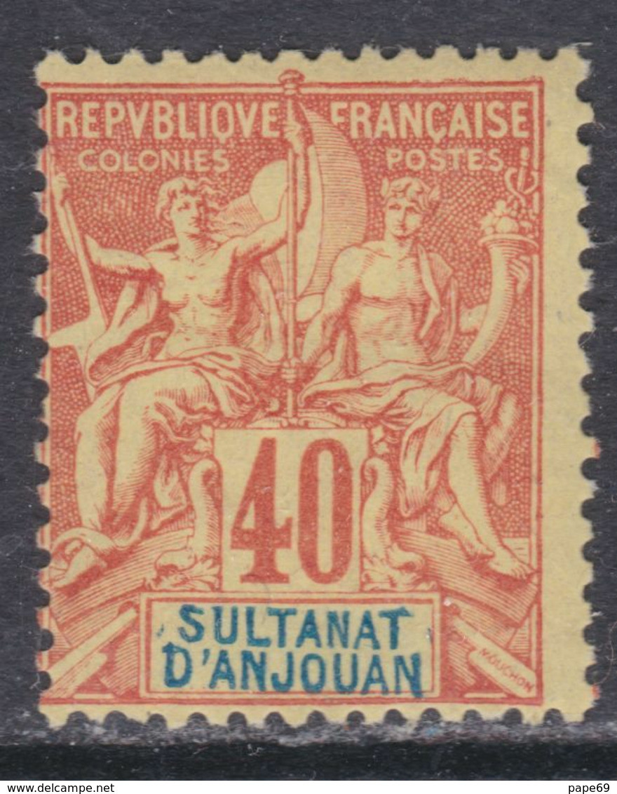 Anjouan N° 10 X Type Groupe : 40 C.  Rouge-orange Trace Charnière Sinon TB - Otros & Sin Clasificación