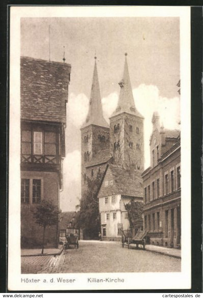 AK Höxter A.d. Weser, Strassenpartie An Der Kilian-Kirche - Hoexter