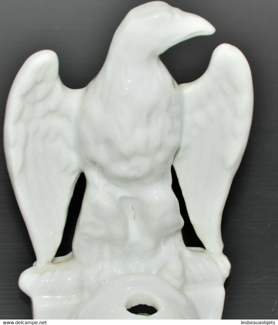 ANCIEN ENCRIER PORCELAINE BLANCHE AIGLE IMPERIAL NAPOLEON INKWELL COLLECTION VITRINE DECO BUREAU - Encriers