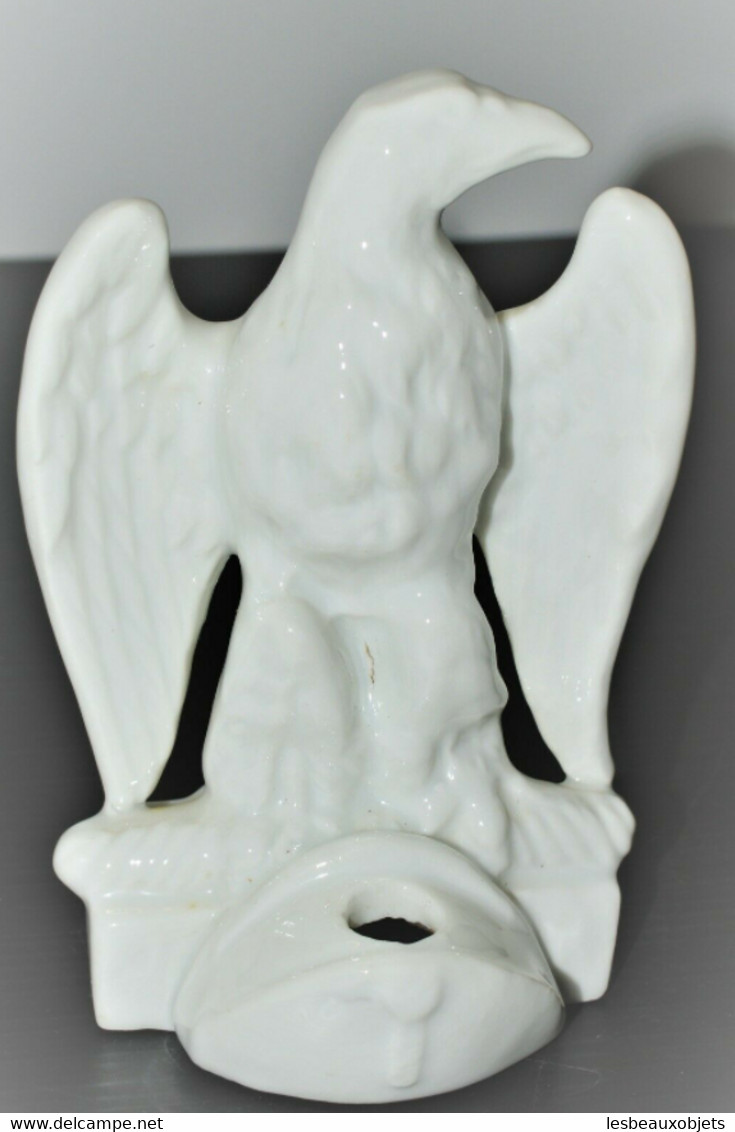 ANCIEN ENCRIER PORCELAINE BLANCHE AIGLE IMPERIAL NAPOLEON INKWELL COLLECTION VITRINE DECO BUREAU - Tintenfässer