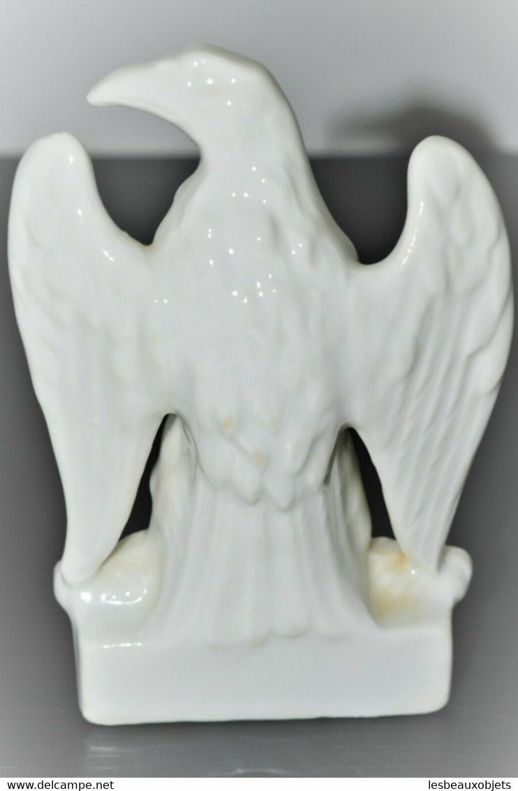 ANCIEN ENCRIER PORCELAINE BLANCHE AIGLE IMPERIAL NAPOLEON INKWELL COLLECTION VITRINE DECO BUREAU