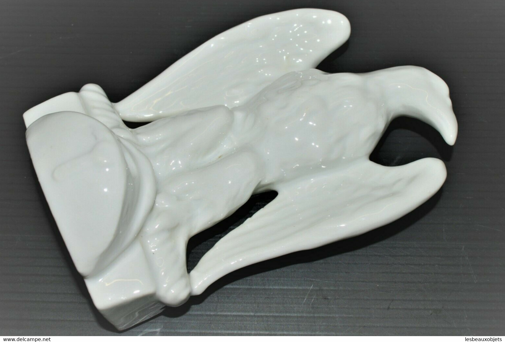 ANCIEN ENCRIER PORCELAINE BLANCHE AIGLE IMPERIAL NAPOLEON INKWELL COLLECTION VITRINE DECO BUREAU