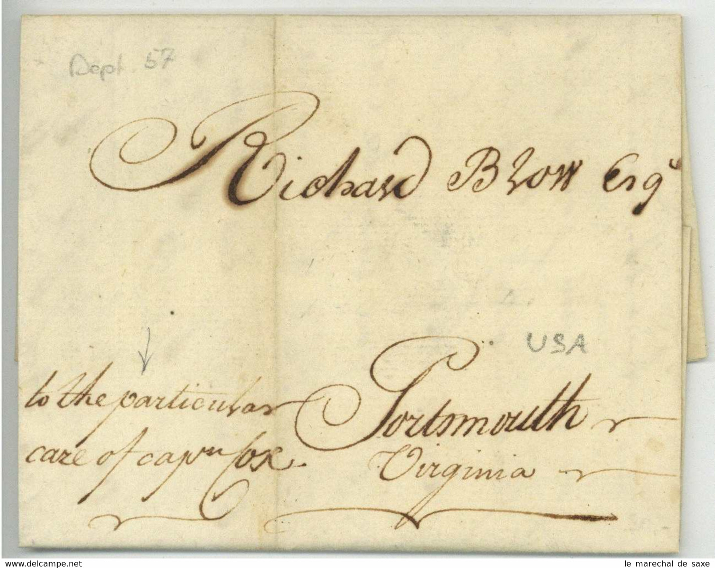 Dunkerque 1791 Pour Portsmouth Virginia USA - ....-1700: Précurseurs