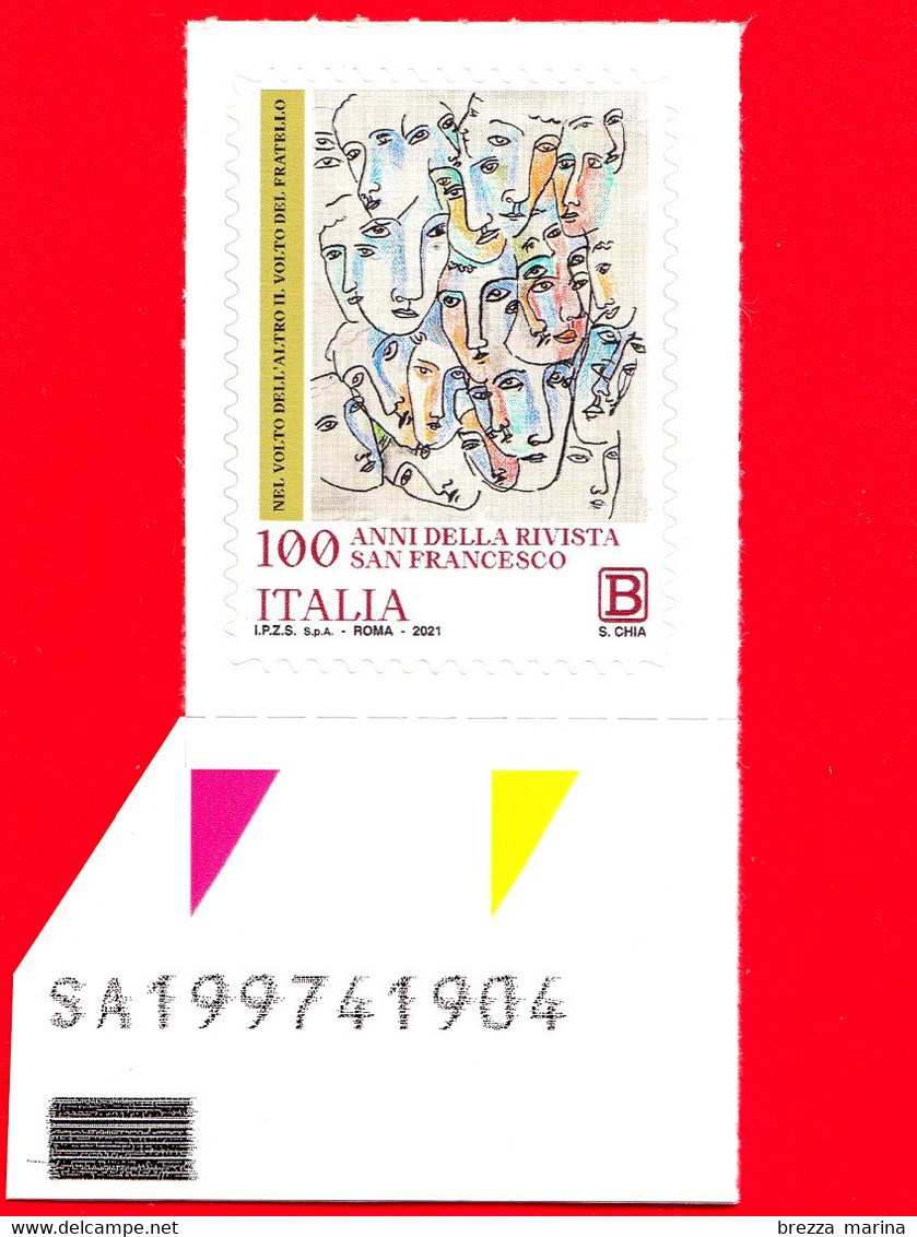 Nuovo - MNH - ITALIA - 2021 - 100 Anni Della Rivista “San Francesco Patrono D’Italia” - Volti - B - Alfanumerico - 2021-...: Nieuw/plakker