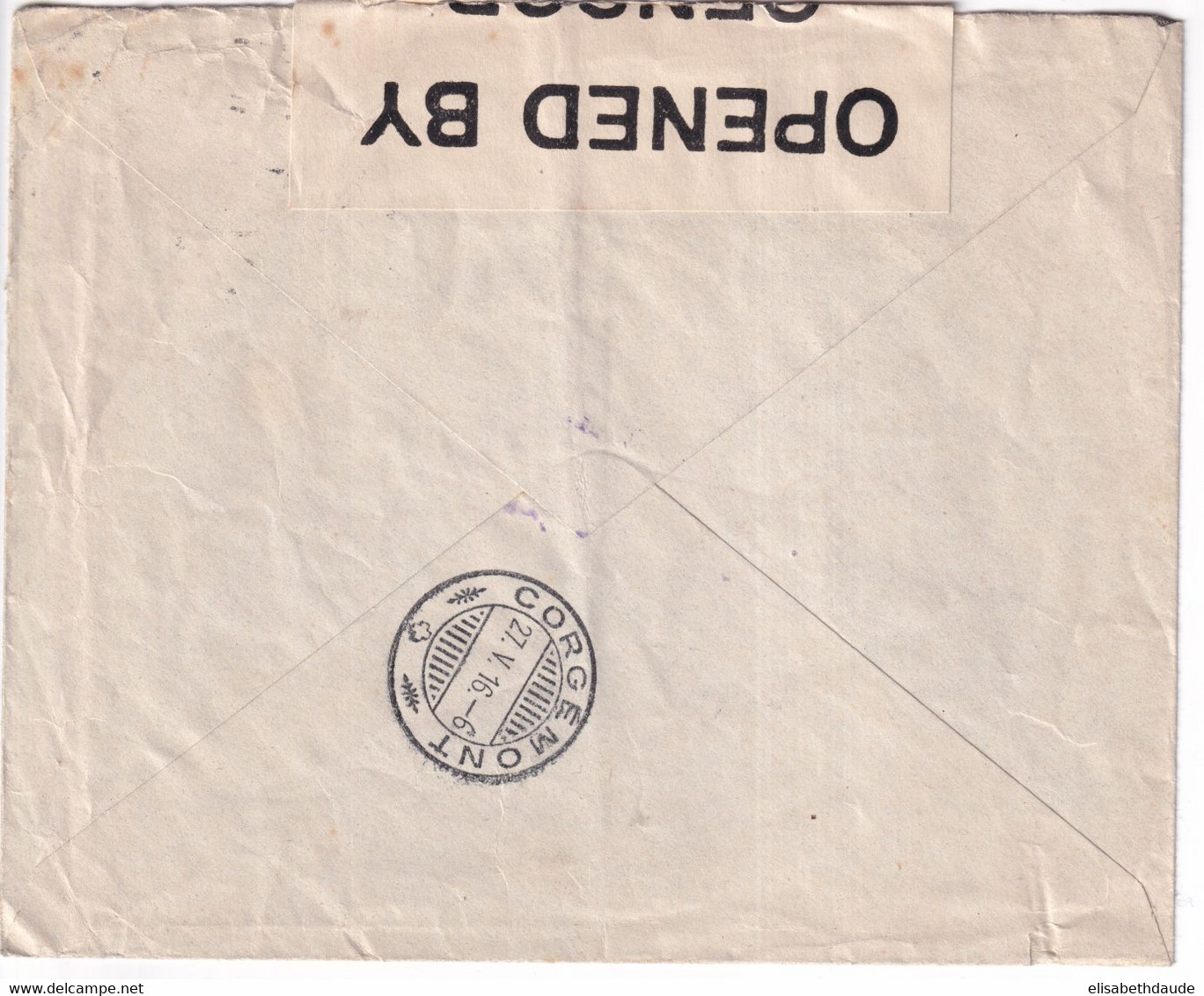 GB / PERFIN - 1916 - ENVELOPPE CENSUREE Avec PERFORE De LONDON => CORGEMONT (SUISSE) - Perforés