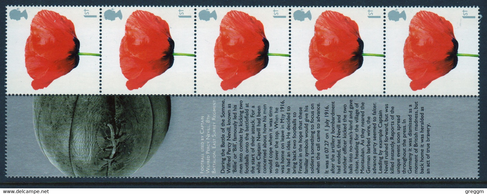 Great Britain 2008 Five 1st Smiler Sheet Commemorative Stamps With Label From The Lest We Forget Set In Unmounted Mint. - Personalisierte Briefmarken