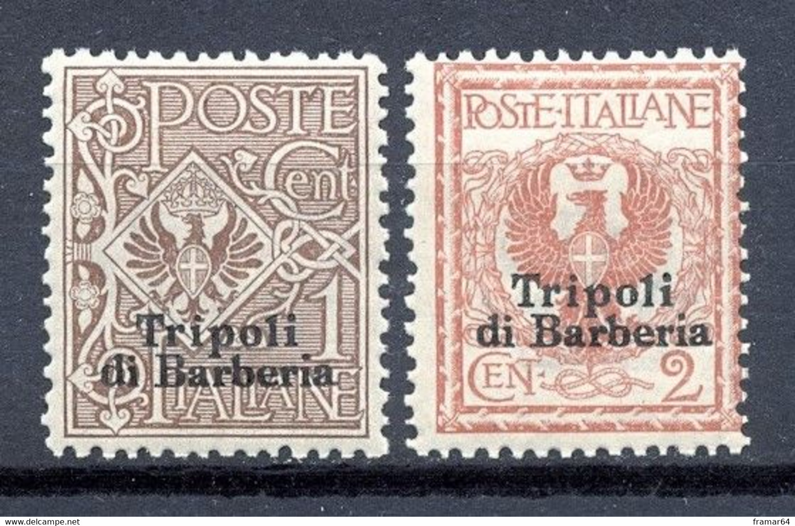 FF1 TRIPOLI DI BARBERIA 1909 Cent. 1 E 2 - Sassone Nn. 1/2 MNH** - Unclassified