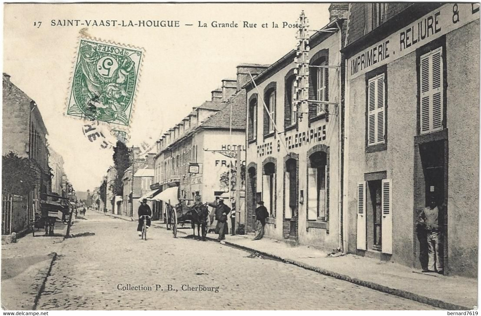 50  Saint  Vaast La Hougue    -   La Grande Rue Et La Poste - Saint Vaast La Hougue