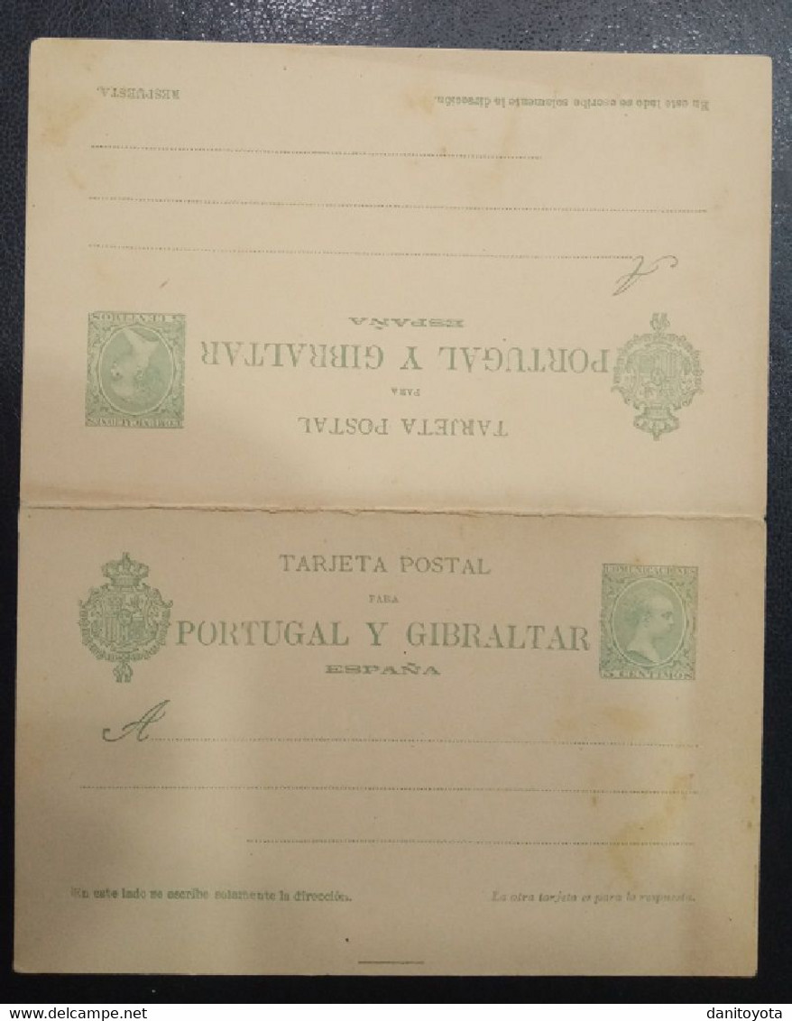 ESPAÑA. EDIFIL 35.  5 CT + 5 CT VERDE.  ALFONSO XIII TIPO PELÓN - Covers & Documents