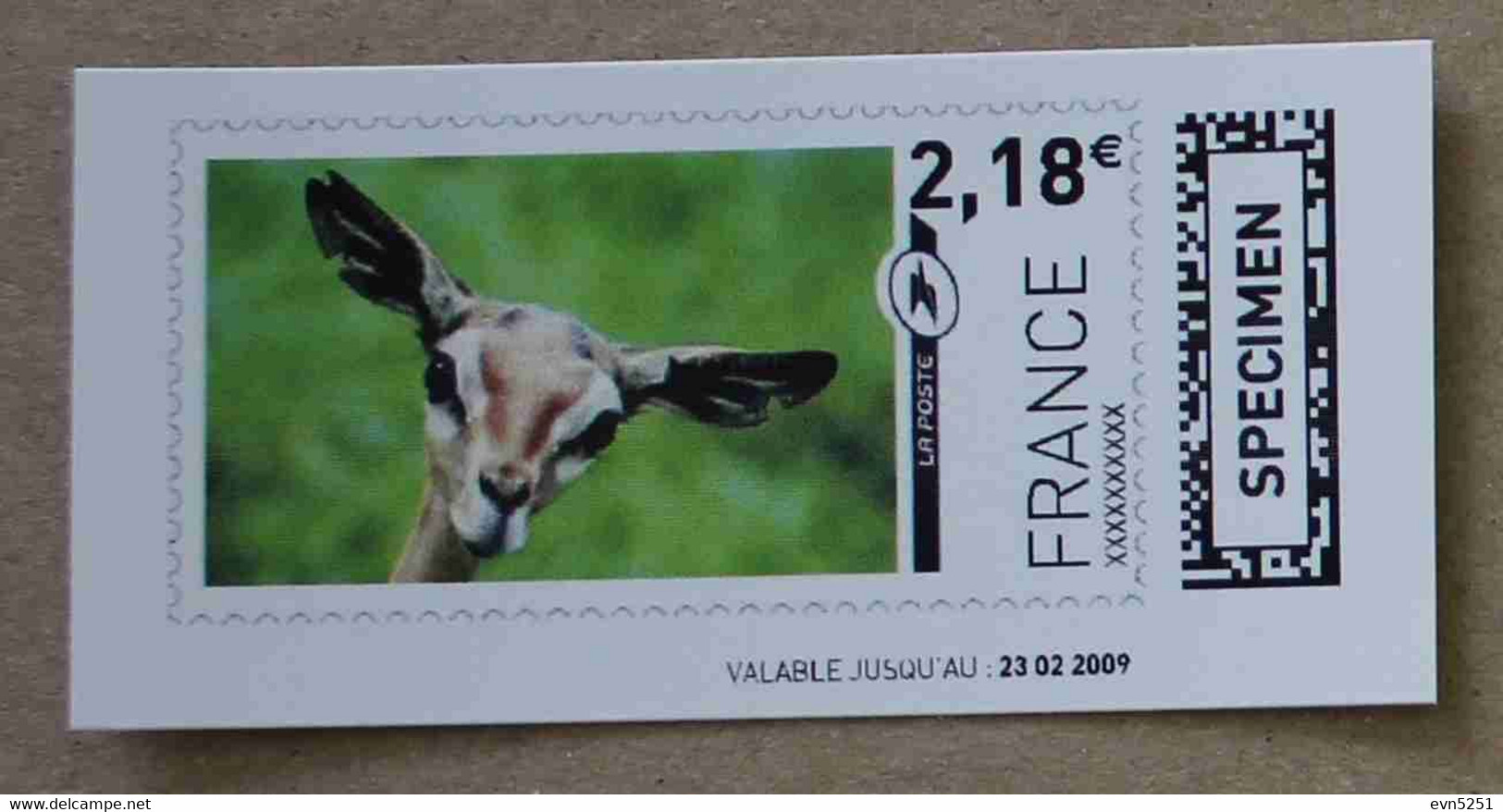 Ti02-01 : SPECIMEN - Biche 2.18 €  +  2.22 € (autoadhésifs / Autocollants) - Specimen