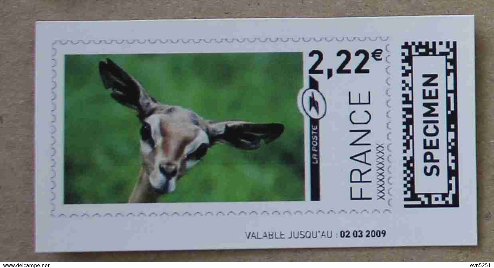 Ti02-01 : SPECIMEN - Biche 2.18 €  +  2.22 € (autoadhésifs / Autocollants) - Specimen