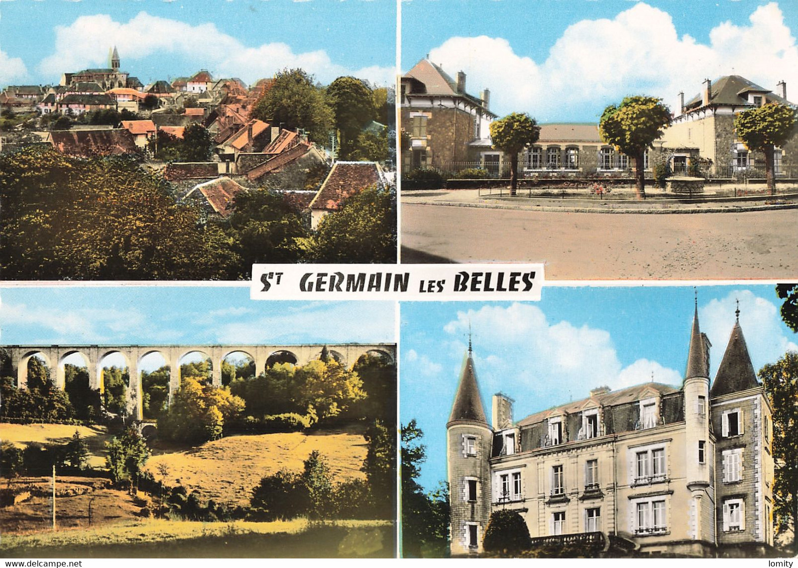 87 Saint Germain Les Belles CPSM GF Carte 4 Vues Cachet 1968 - Saint Germain Les Belles