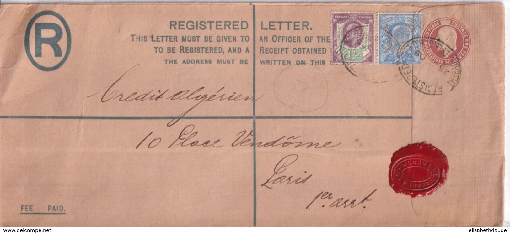 GB / PERFIN - 1905 - ENVELOPPE ENTIER GF Avec PERFORE De LONDON THREADNEEDLE STREET (MESSEL & CO) => PARIS - Gezähnt (perforiert)