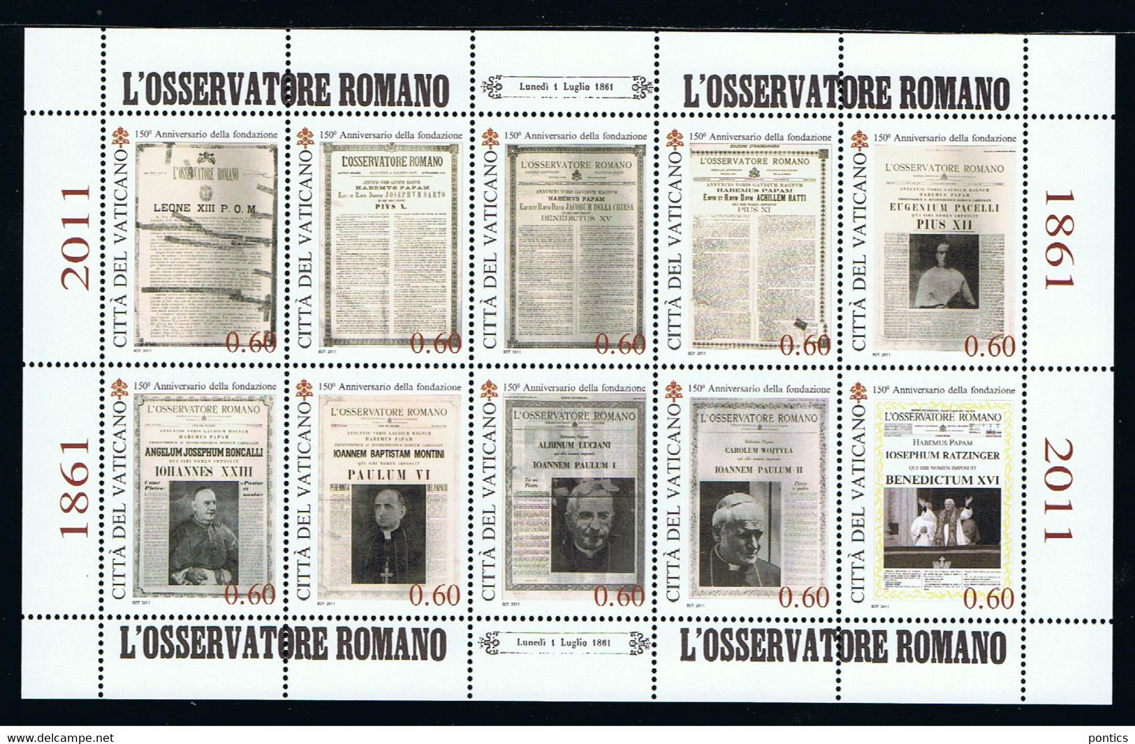 2011 - VATICAN - VATICANO - VATIKAN - S50E - MNH SET OF 17 STAMPS ** - Oblitérés