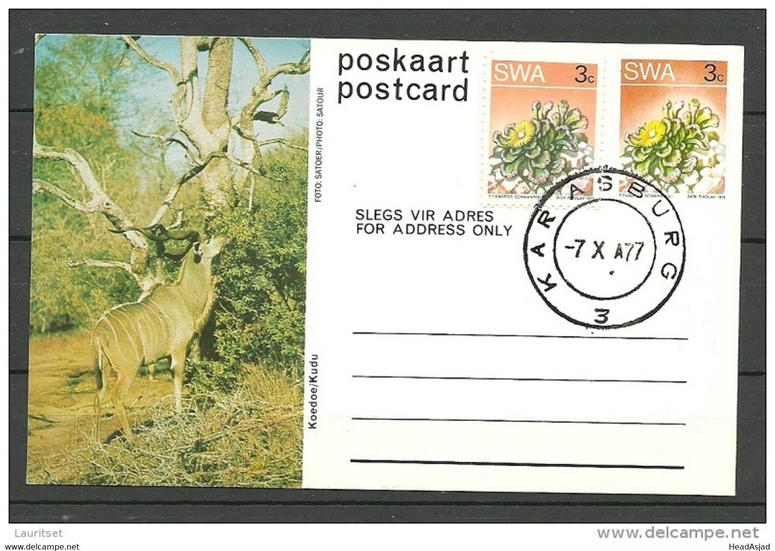South Afrika 1977 Postal Stationery Ganzsache O Karasburg - Brieven En Documenten
