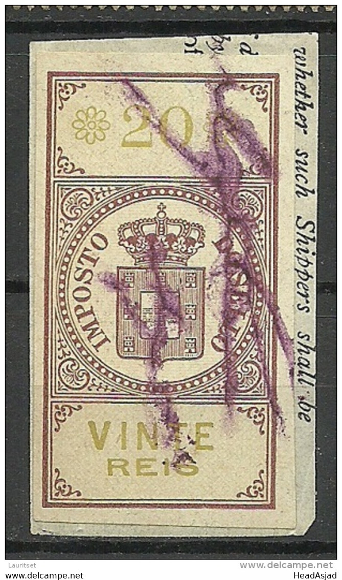 PORTUGAL Ca 1870 Fiscal Revenue Stamp Imposto Do Sello Steuermarke 20 Reis O - Usati