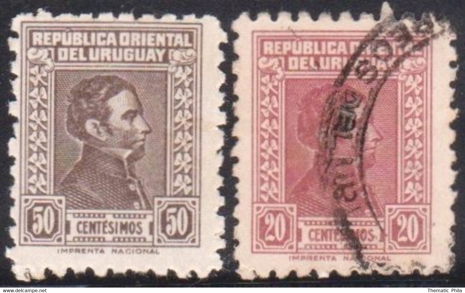 1936 URUGUAY New Yv 498A (used) - 498B (mint)  - Gral. Artigas - Uruguay