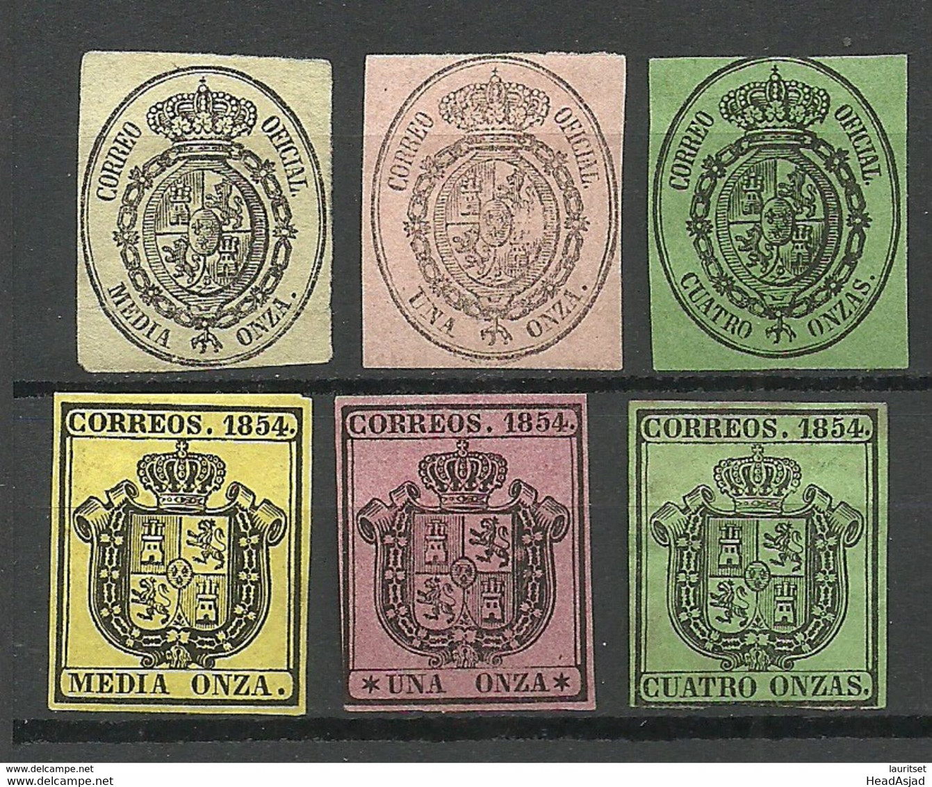 SPAIN Spanien Espana 1854/55 Dienstmarken Michel 1 - 3 & 5-6 (*) - Servizi