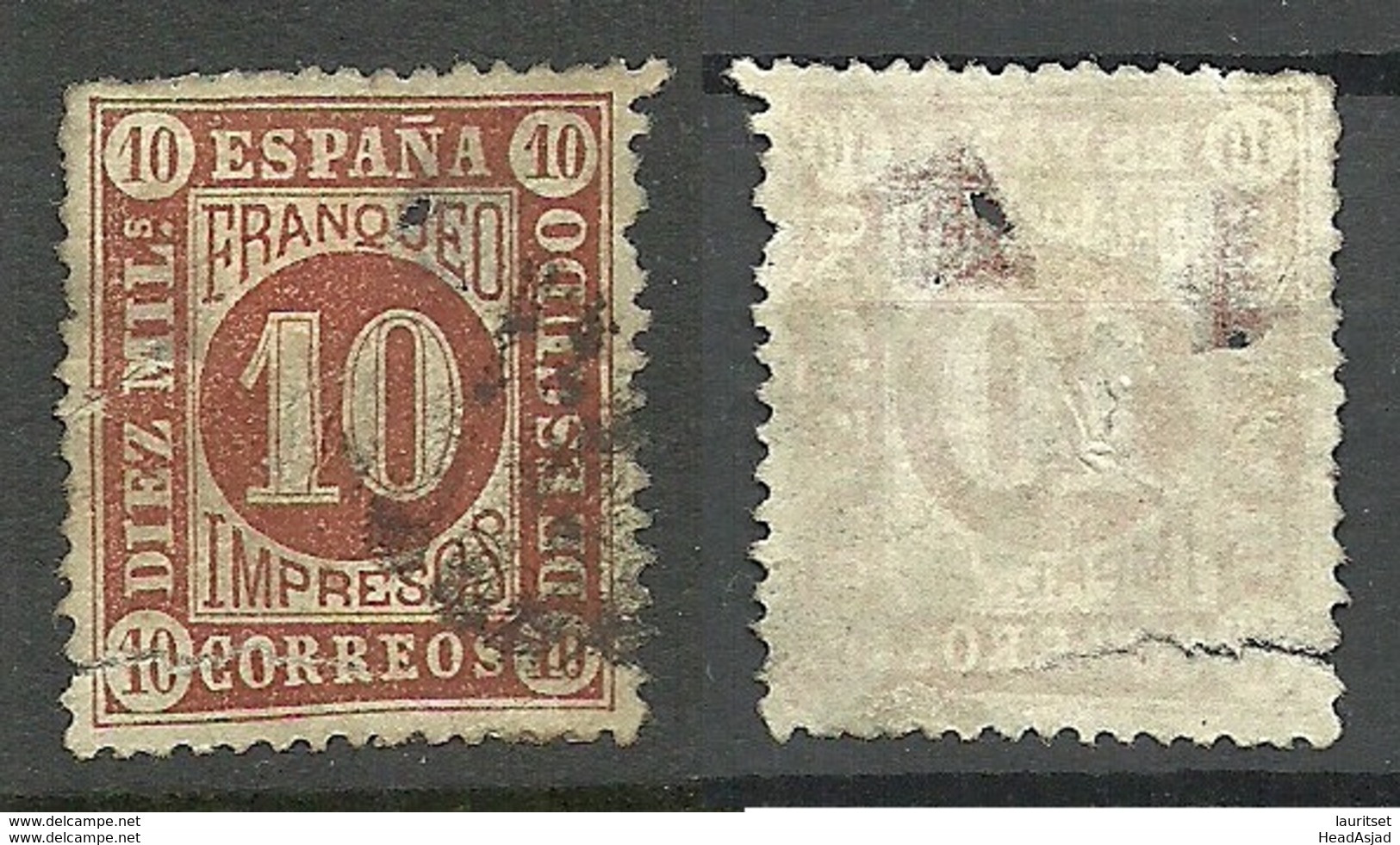 SPAIN Espana 1867/69 Newspaper Stamp Michel 87 O NB! DAMAGED! DEFECT! - Gebraucht