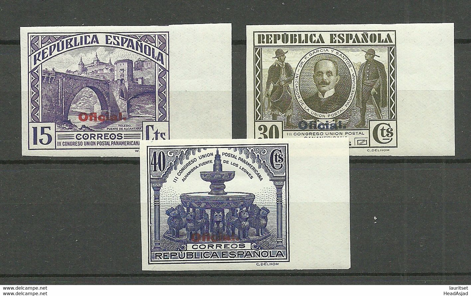 SPAIN Spanien 1931 Michel 22 U & 24 - 25 U MNH Oficial Service Dienst - Fiscali-postali