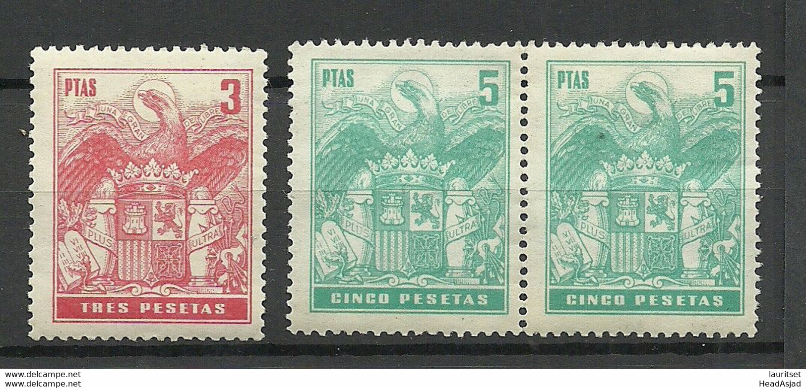 SPAIN Spanien Espana Tax Revenue 3 & 5 Pta MNH - Postage-Revenue Stamps