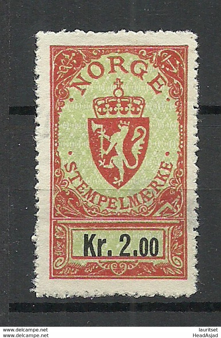 NORWAY Norwegen Stempelmarke Documentary Stamp 2 Kr - Steuermarken