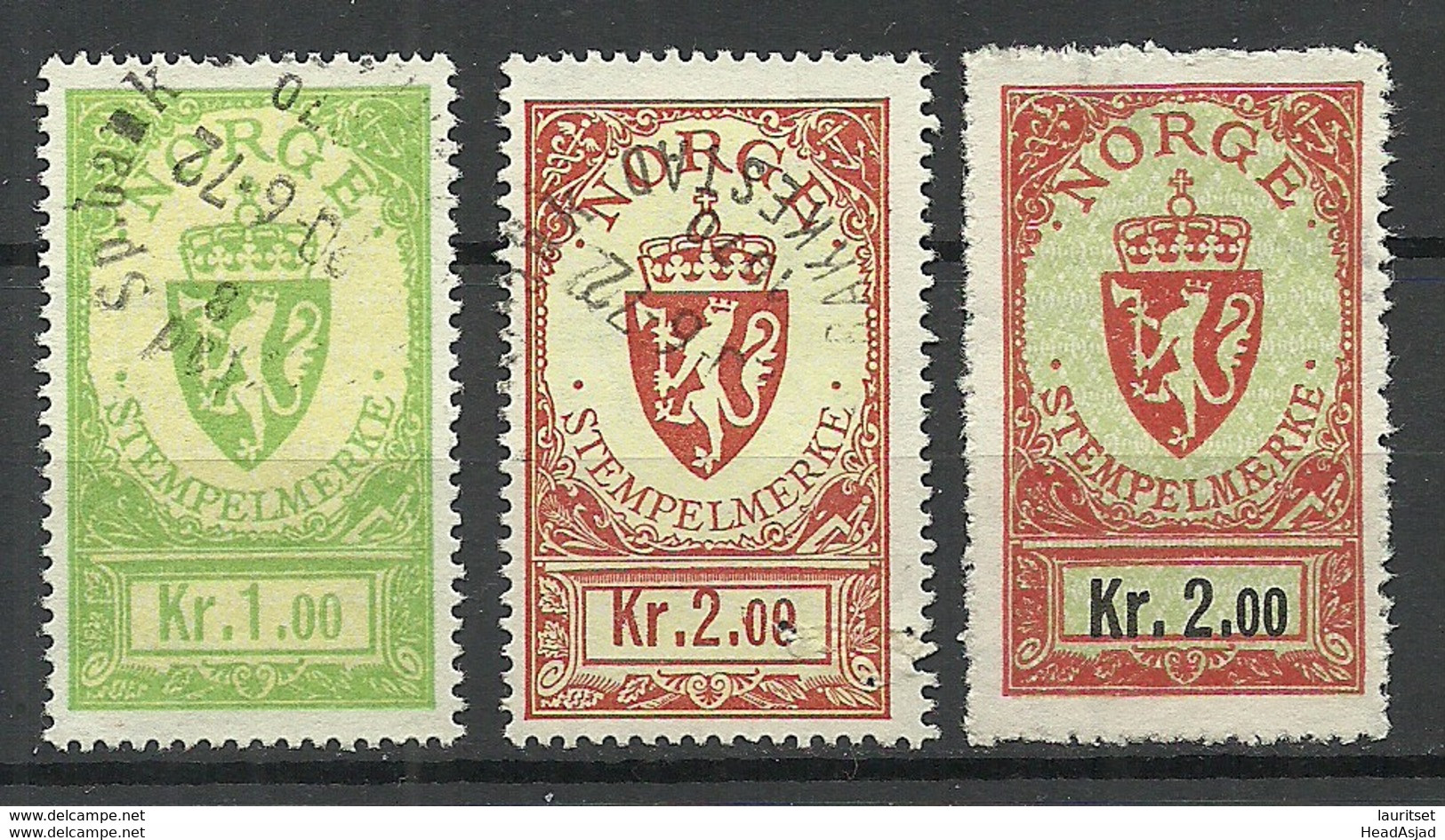 NORWAY Norwegen Stempelmarken Documentary Stamps O - Revenue Stamps