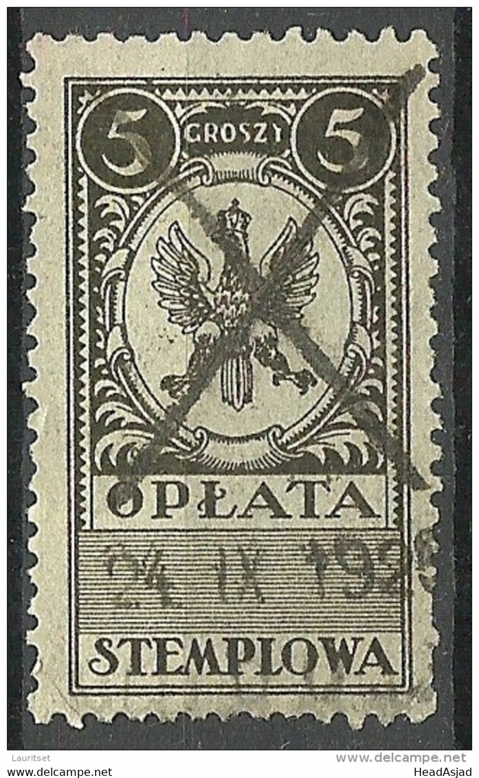 POLEN Poland Ca 1925 Stempelmarke Documentary Tax 5 Gr. O - Revenue Stamps