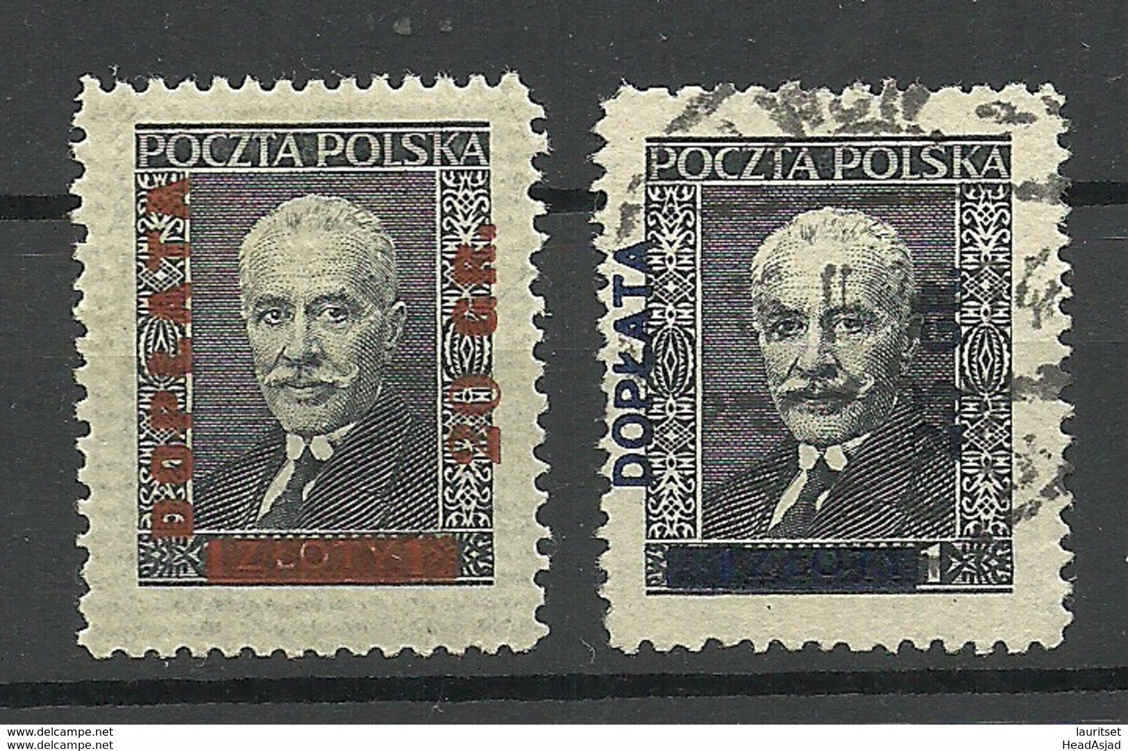 POLEN Poland 1934/36 Michel 82 - 83 Porto Postage Due Doplata */o NB! Michel 83 Is Vertically Striped ! - Taxe