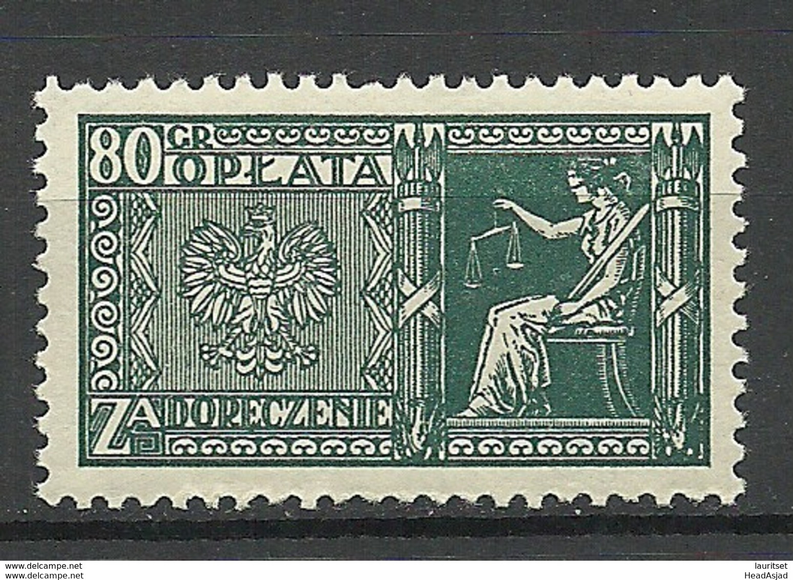POLEN Poland Revenue Tax Oplata Za Doreczenie 80 Gr. MNH - Revenue Stamps