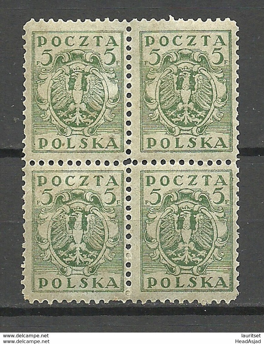 POLEN Poland 1919 Michel 102 As 4-block MNH/MH - Neufs