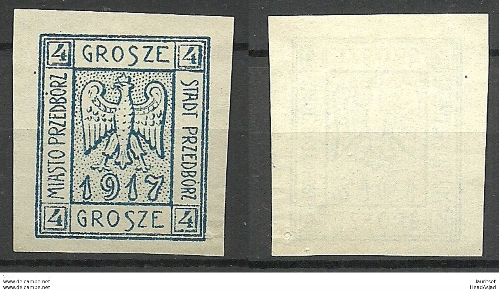 FAUX Poland Polska 1917 Local Post Przedborz Michel 2 B (*) FAKE FÄLSCHUNG - Ungebraucht