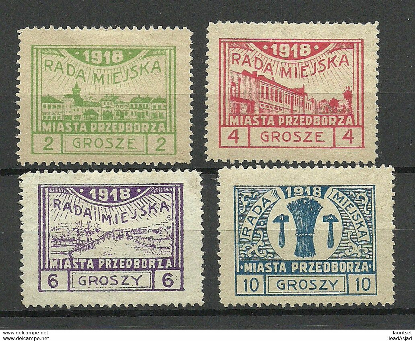 Poland Polska 1918 Local Post Przedborz Michel 7 - 10 A * - Neufs