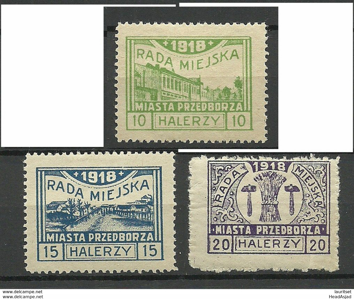 Poland Polska 1918 Local Post Przedborz Michel 16 - 18 * - Neufs