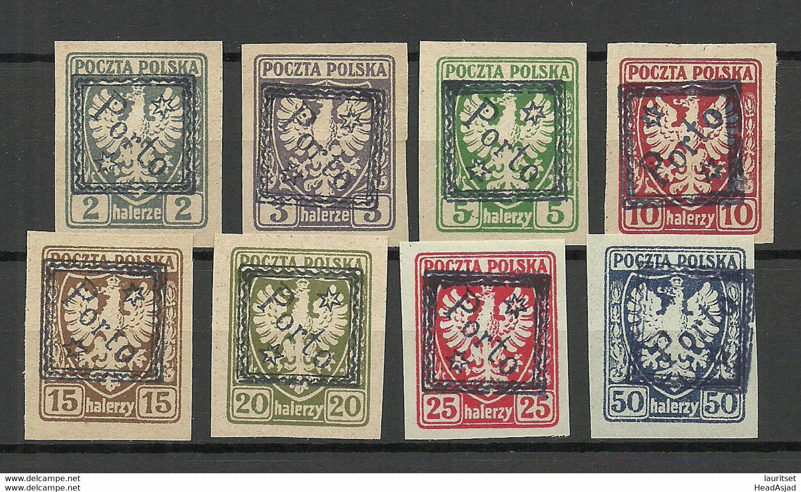 POLEN Poland 1919 Porto Postage Due Doplata, 8 Stamps * 1 Is Signed - Taxe