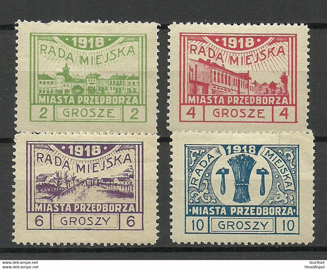 Poland Polska 1918 Local Post Przedborz Michel 7 - 10 A * - Neufs