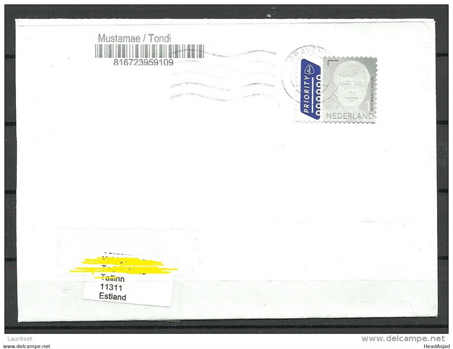 NEDERLAND NETHERLANDS Niederlande 2015 Letter To Estonia Estland - Covers & Documents