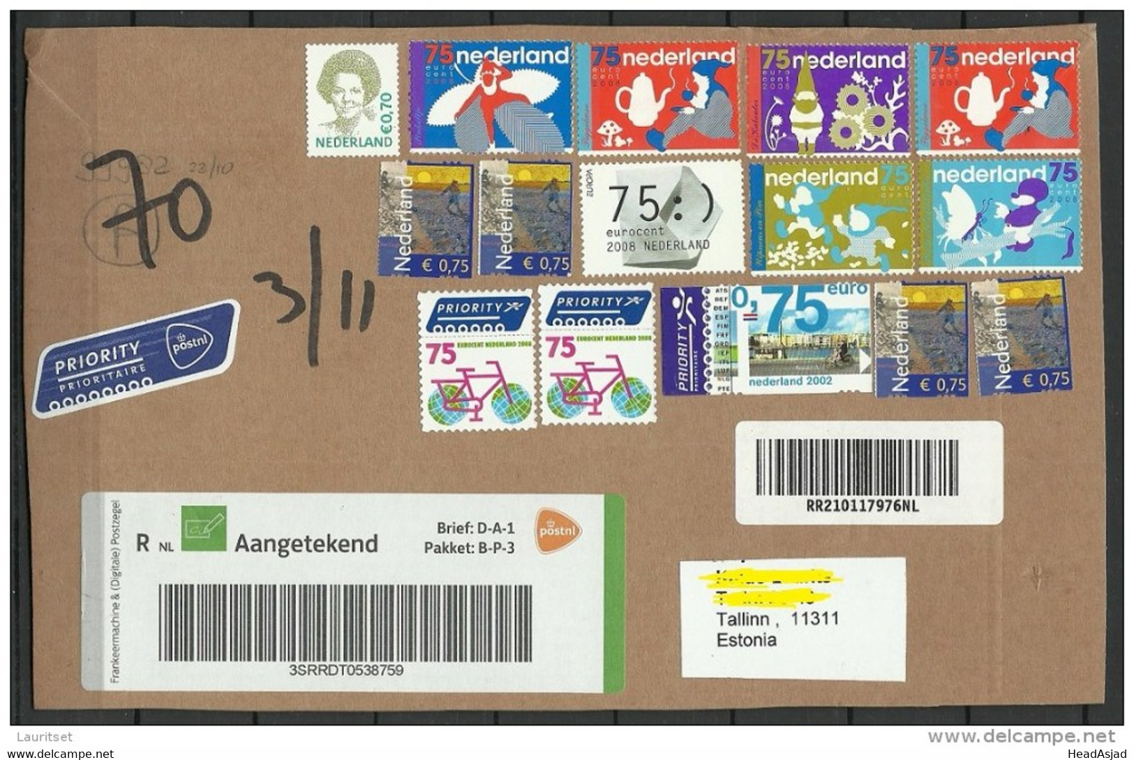 NEDERLAND NETHERLANDS 2015 Cover Front With Unused Stamps + Labels - Cartas & Documentos