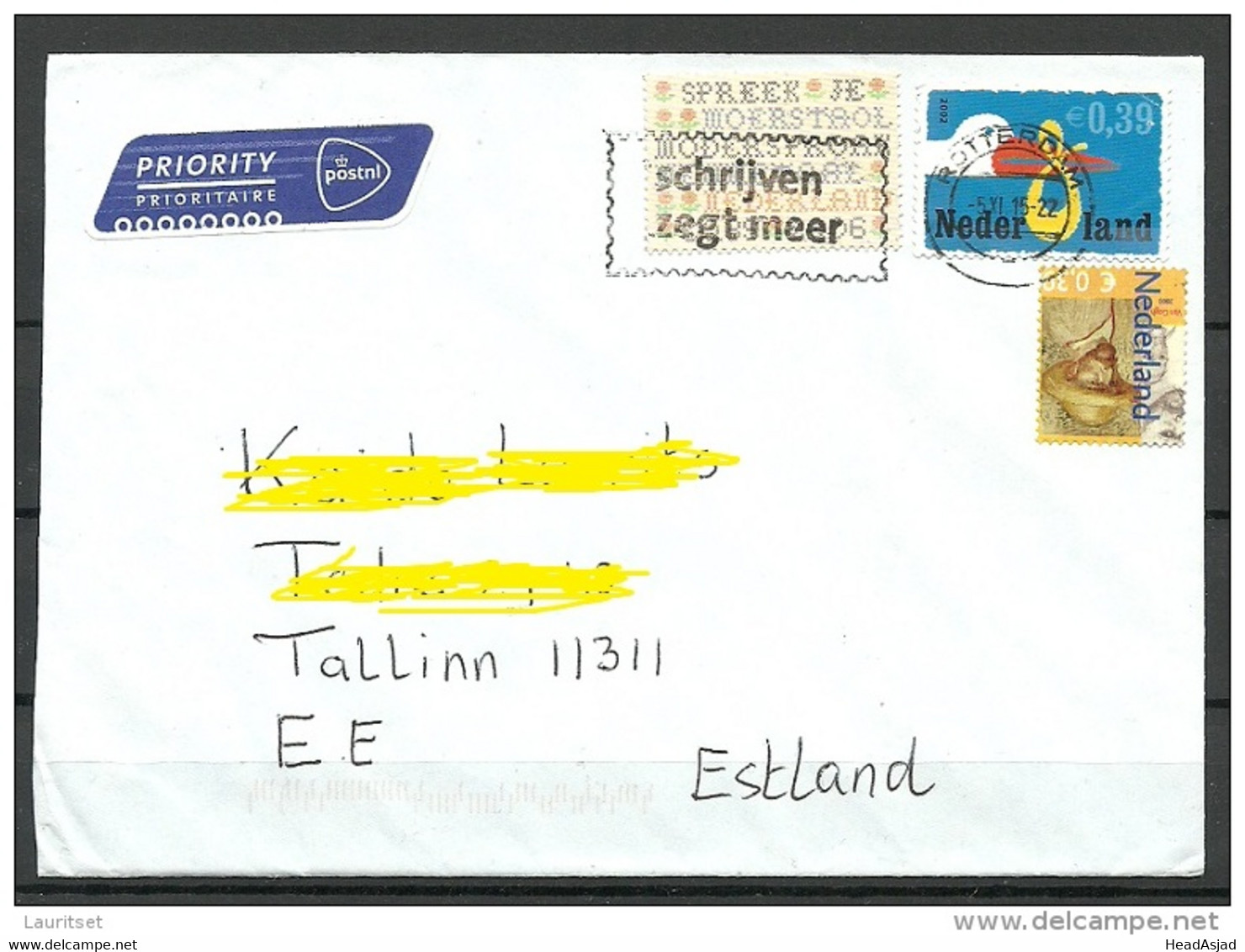 NEDERLAND NETHERLANDS Niederlande 2015 Letter To Estonia Estland - Cartas