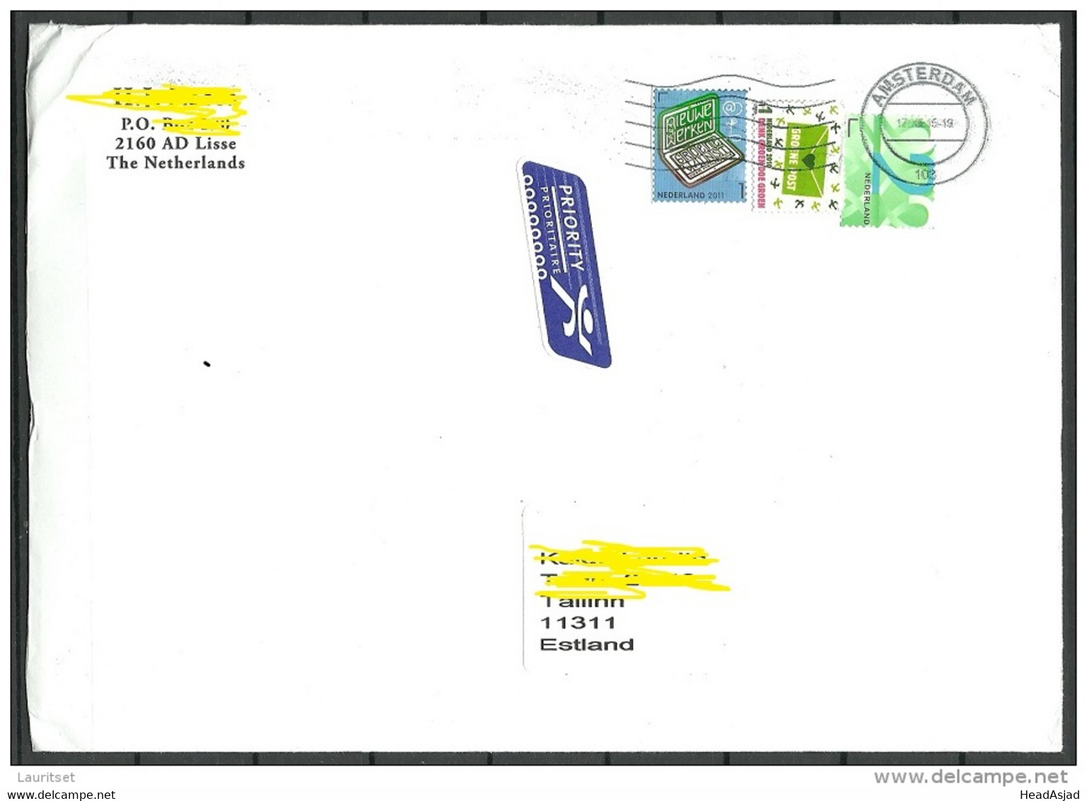 NEDERLAND NETHERLANDS 2015 Air Mail Letter To Estonia Estland - Storia Postale