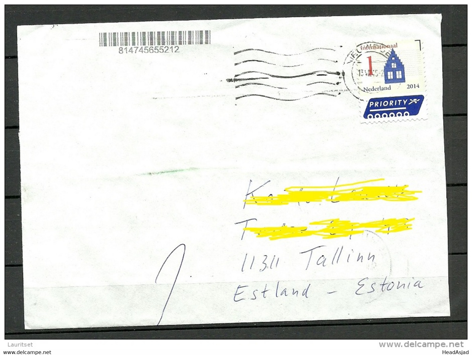 NEDERLAND NETHERLANDS 2015 Air Mail Letter To Estonia Estland - Cartas