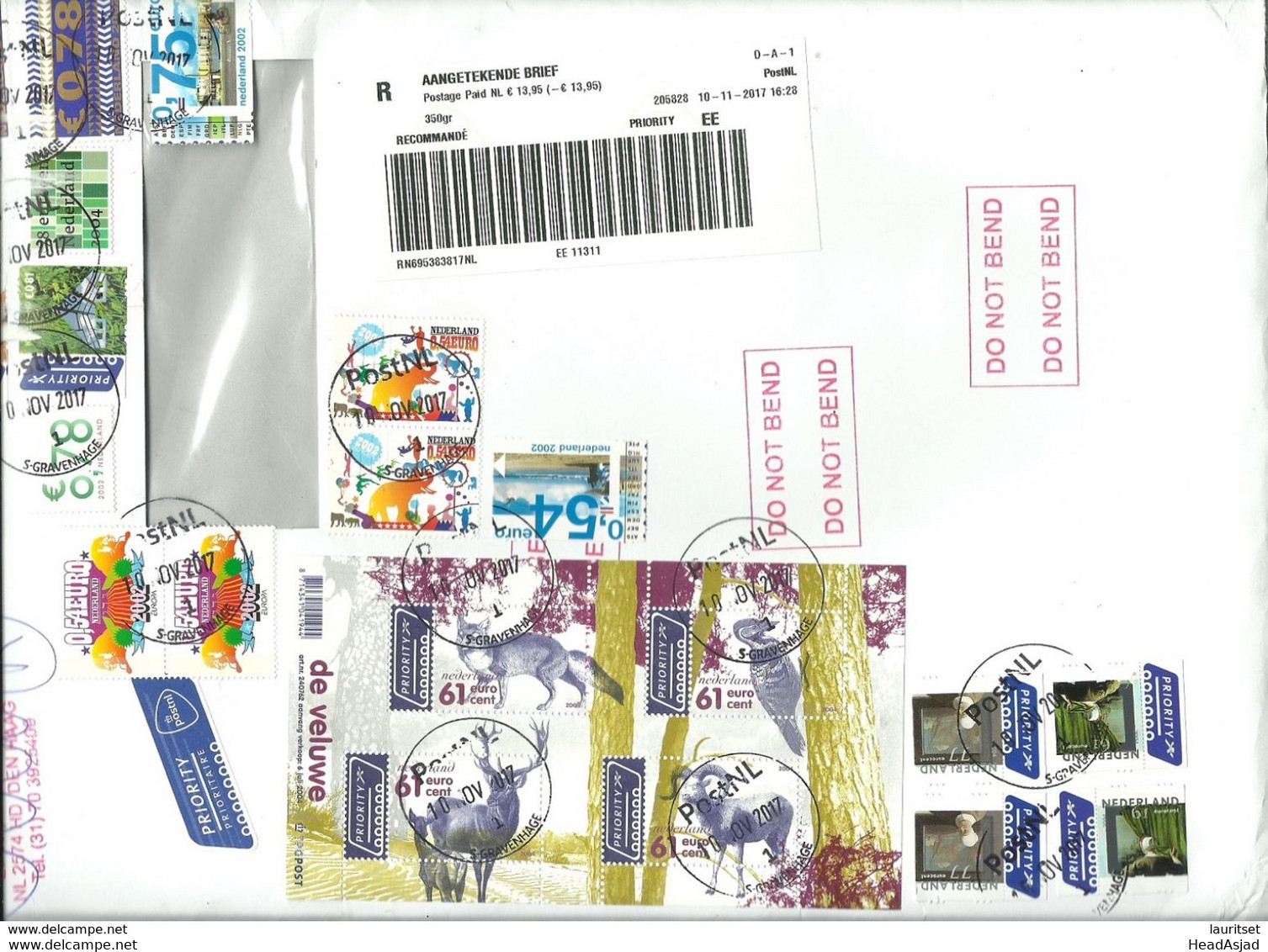 NEDERLAND NETHERLANDS 2017 Registered Cover To Estonia With Many Stamps + Block - Brieven En Documenten